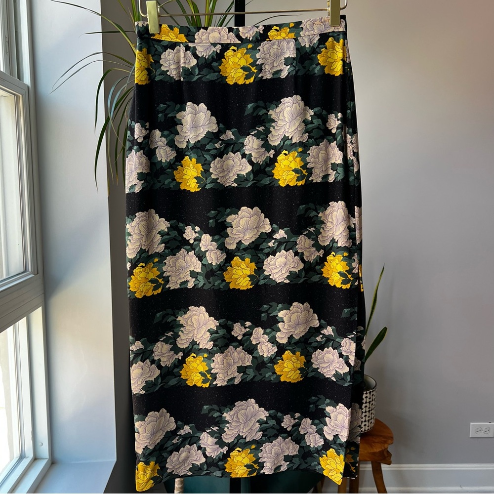 Rochas floral printed midi pencil skirt with side slit - Size 42